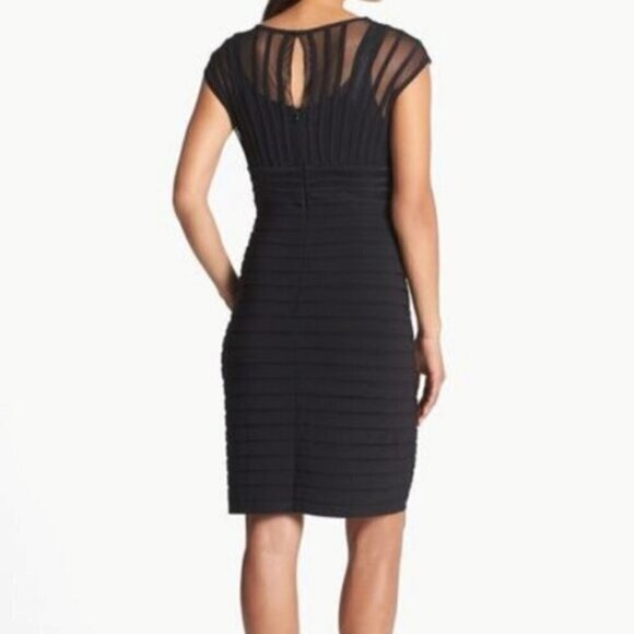 Adrianna Papell Shutter Pleat Jersey Sheath Above Knee Dress Black Size 6 EUC - Picture 12 of 13